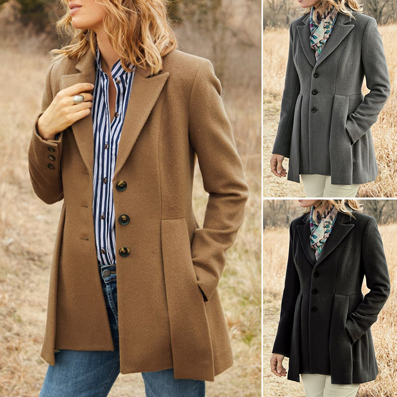 Solid Color Tweed Coat