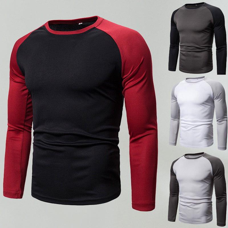 Long Sleeve Panel Crew Neck Men's T-Shirt