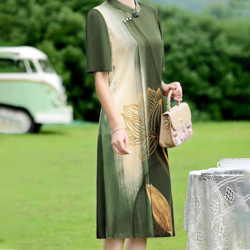 Retro Printing Temperament Chiffon Skirt