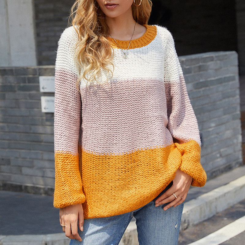 Striped Panel Contrast Knit Sweater
