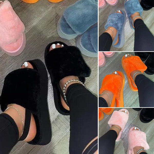 Thick Bottom Fur Slippers