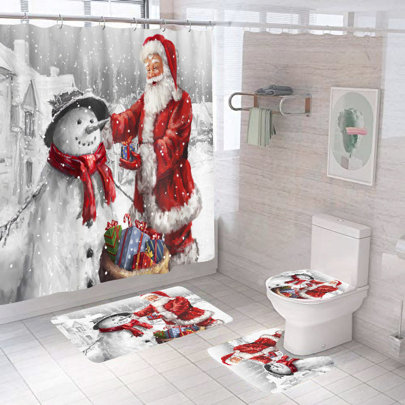 💖Christmas Shower Curtain Santa Claus Cartoon Version💖