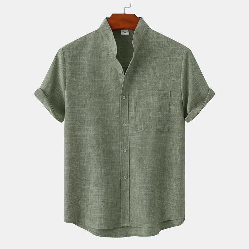 Stand Collar Solid Color Shirt
