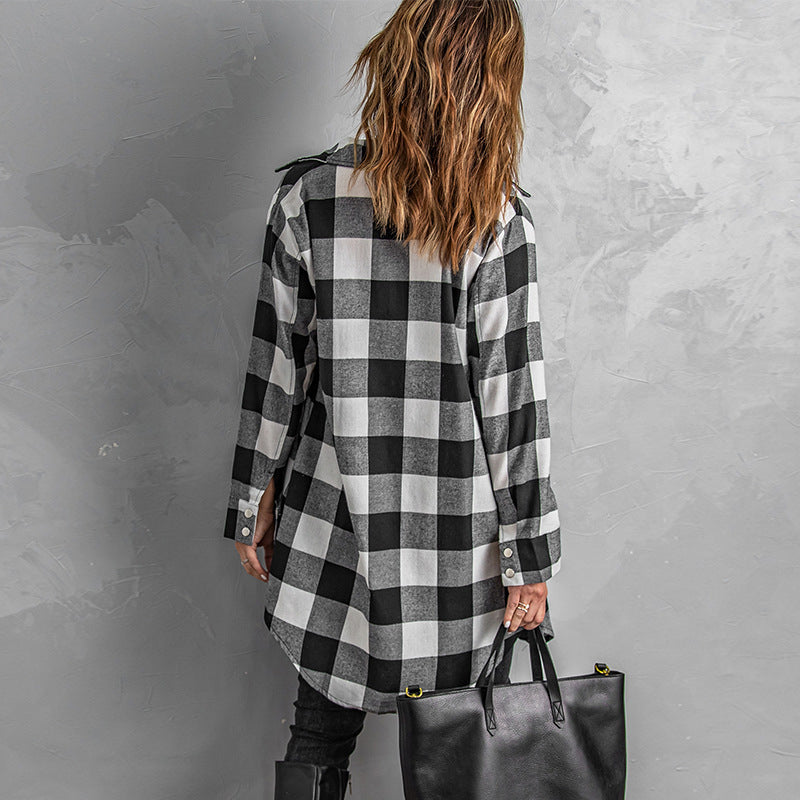 Long Sleeve Plaid Jacket