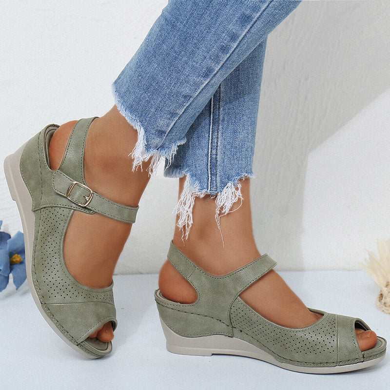Women Casual Open Peep Toe Wedge Sandals