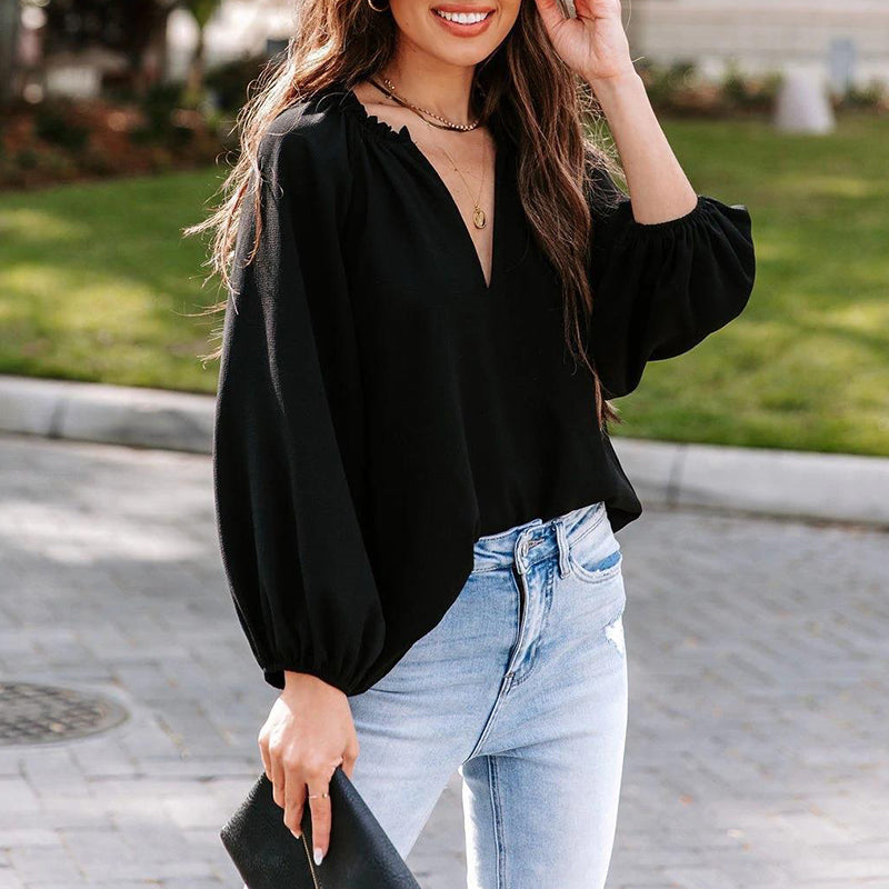Casual V-Neck Long Sleeve T-Shirt