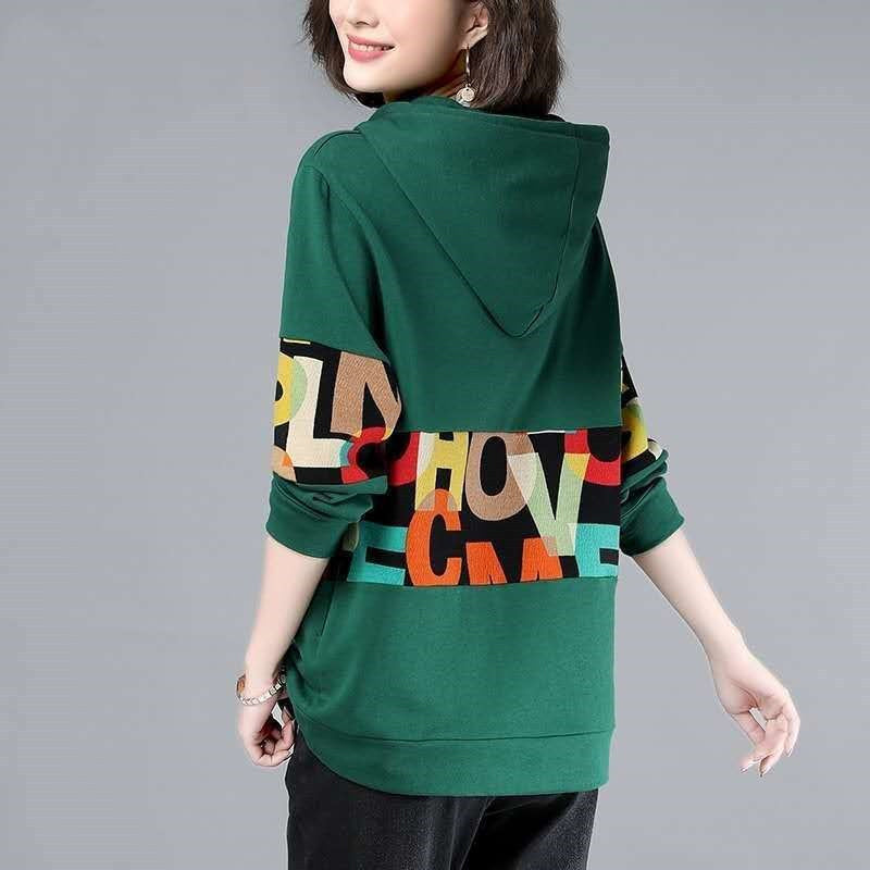 Printed Hooded Long Sleeve Sweatshirt