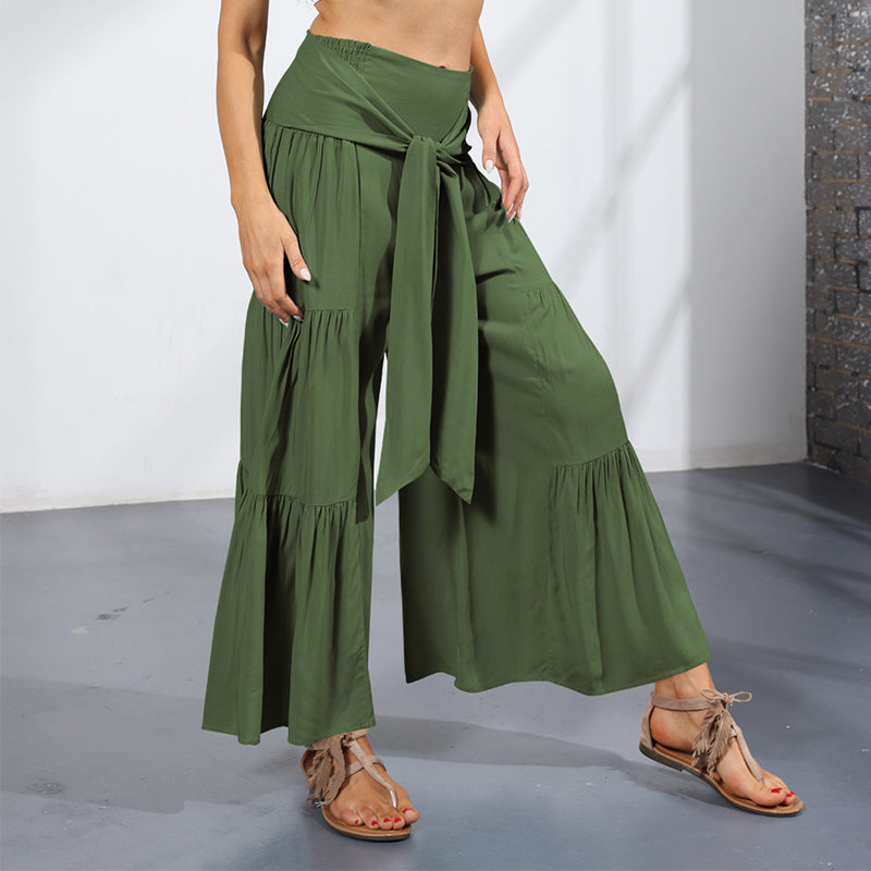 Lace-up Casual Wide-leg Pants