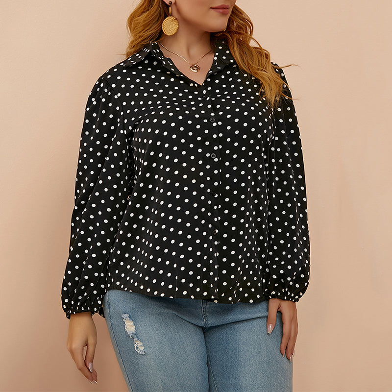 Balloon Sleeve Polka Dot Shirt