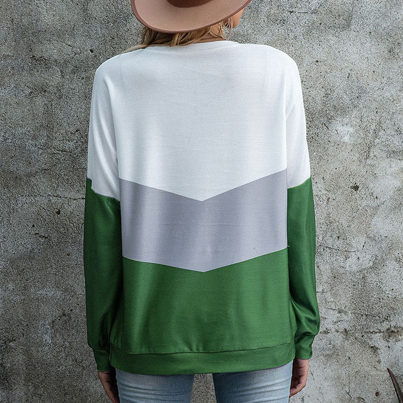 Panel Print Tricolor Long Sleeve T-Shirt