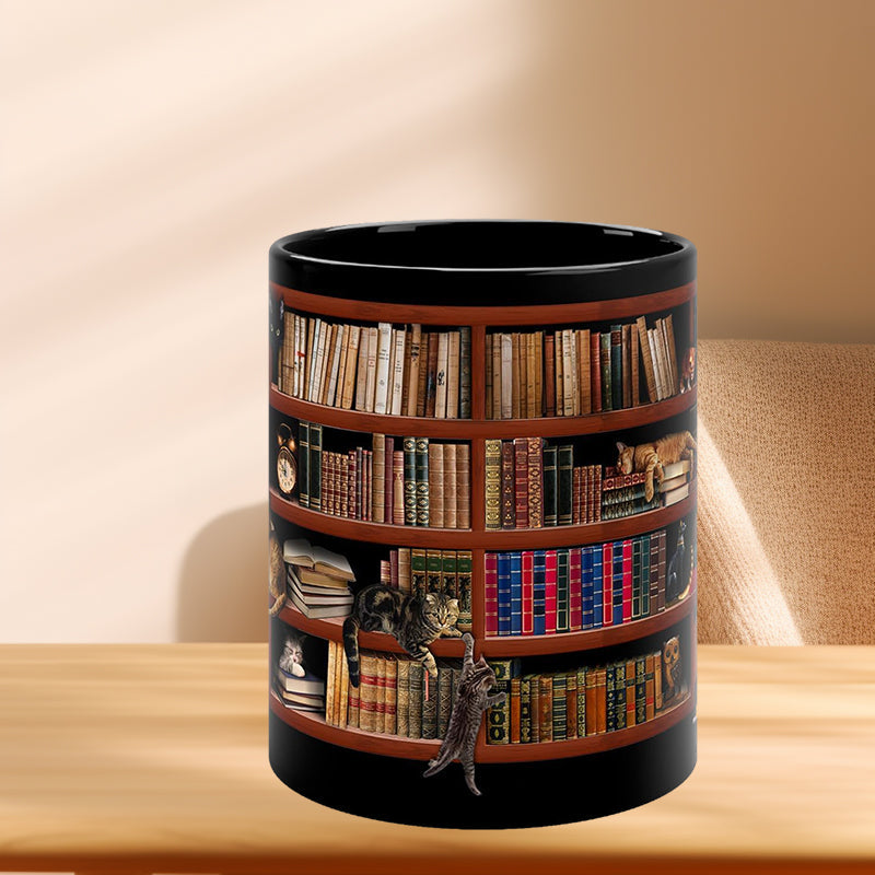 Bookshelf Mug with Cat