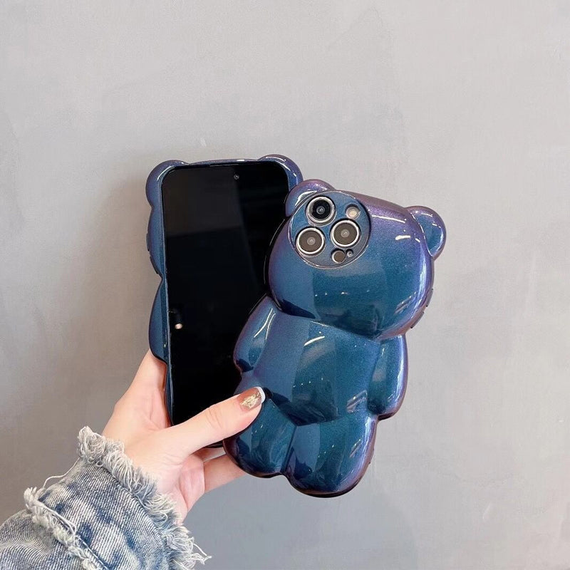 Cute 3D Glitter Shockproof Bear Case for iPhone