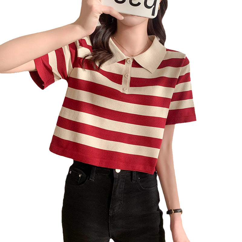 Front Shoulder Polo Neck T-shirt