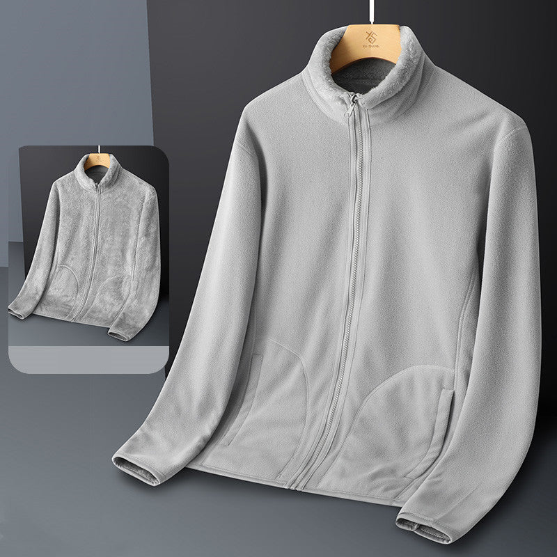 Fleece Stand Collar Reversible Sweatshirt