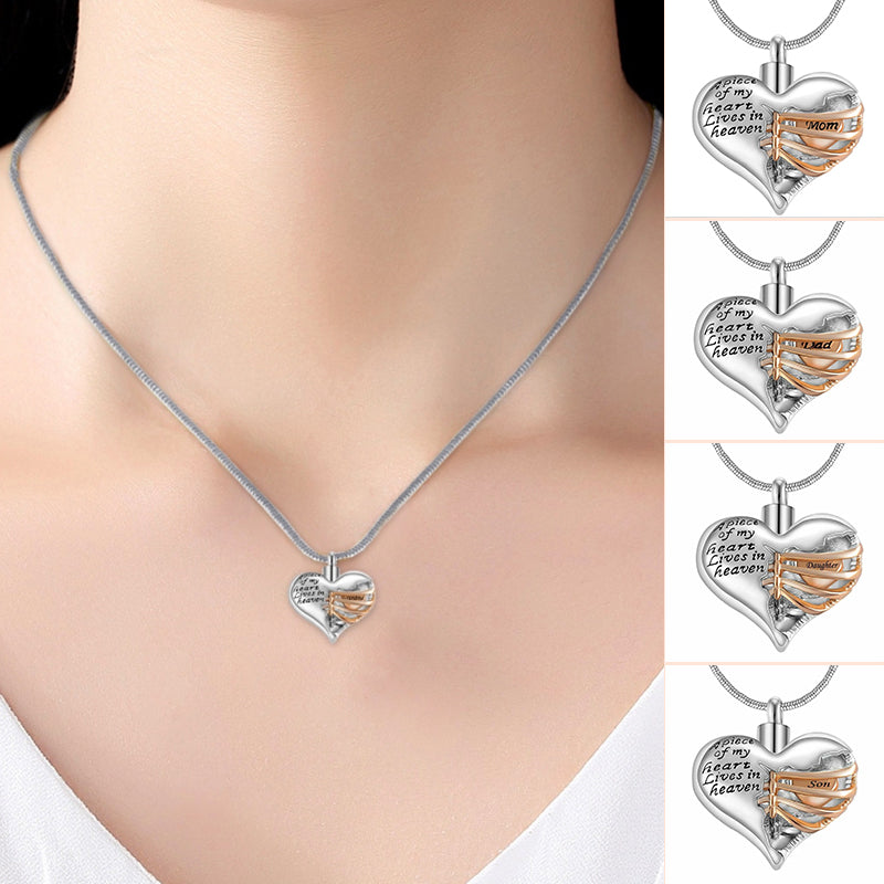 Heart Cremation Urn Necklace Pendant for Human Ashes