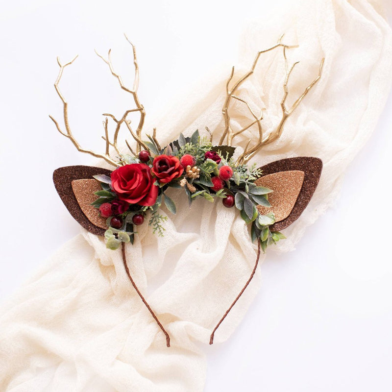 Christmas Flower Deer Headband