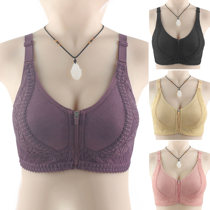 Womens Zip Front Closure Plus Size Bra