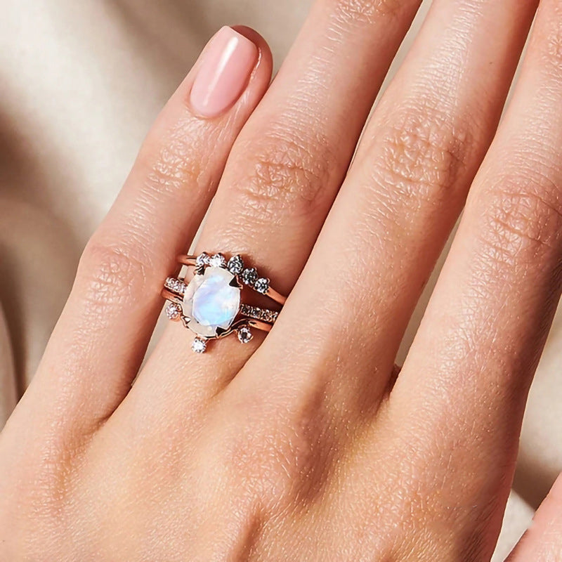 Layered Moonstone Ring