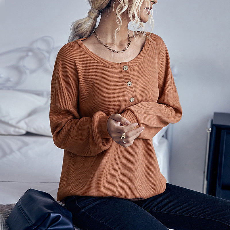 Waffle Solid Knit Sweater