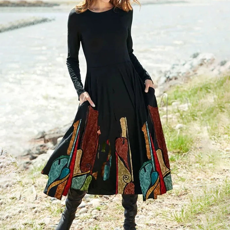 Long Sleeve Printed Dress
