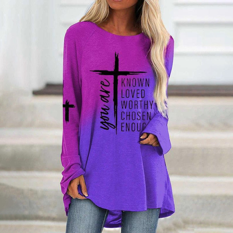 Cross Letter Print T-shirt