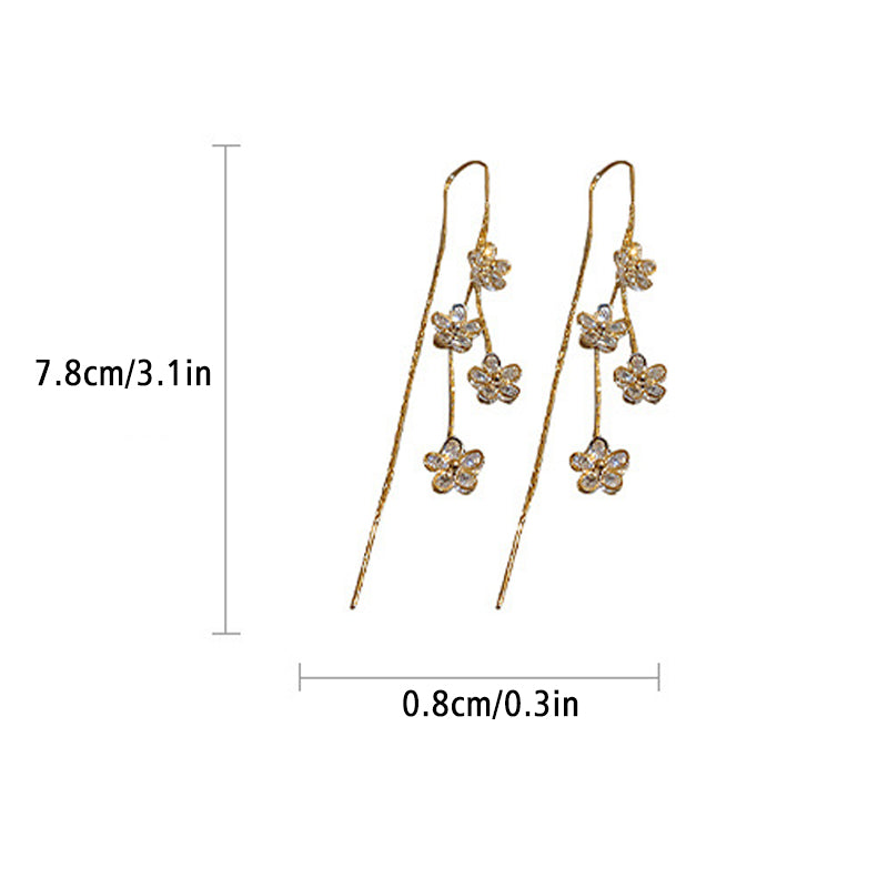 Flower Long Tassel Earrings