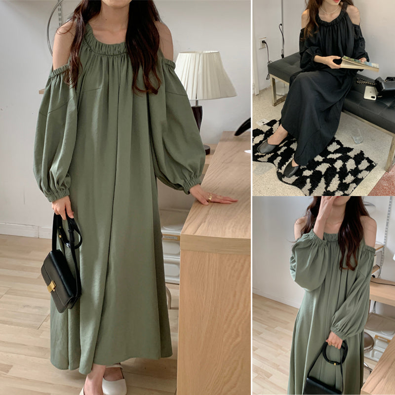 Off Shoulder Balloon Sleeve Dress