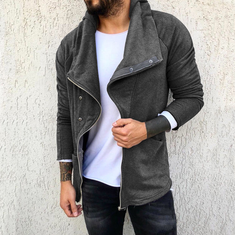 Solid Hooded Long Sleeve Jacket