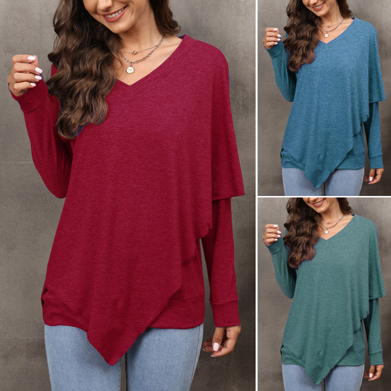 V-Neck Irregular T-Shirt