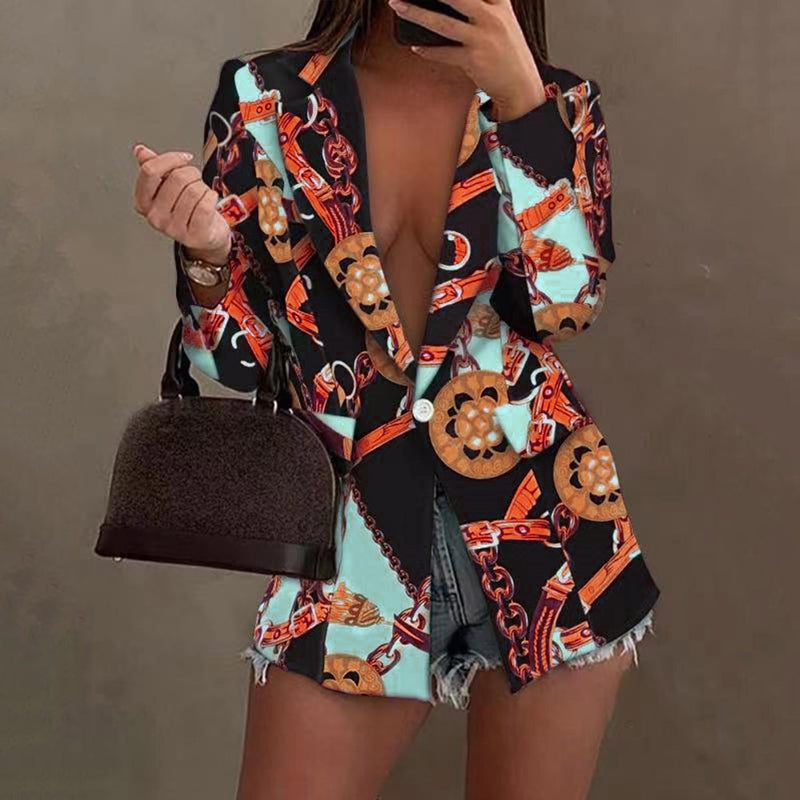 Long Sleeve Fashion Sexy Print Blazer