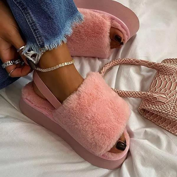 Thick Bottom Fur Slippers