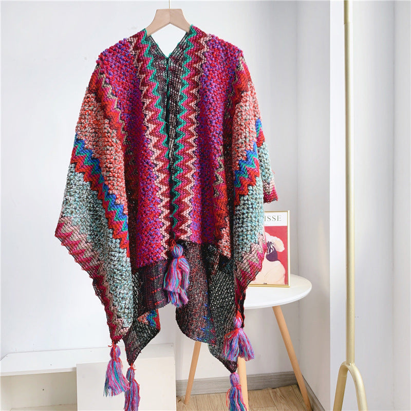 Ethnic Style Knitted Shawl