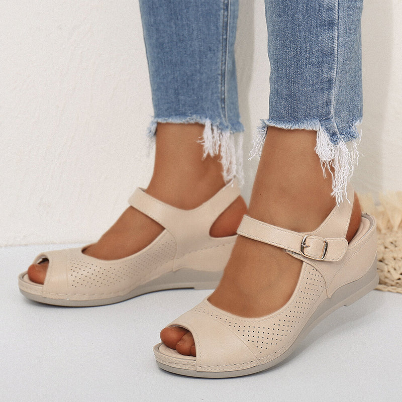 Women Casual Open Peep Toe Wedge Sandals