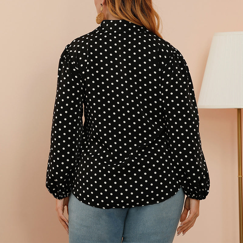 Balloon Sleeve Polka Dot Shirt
