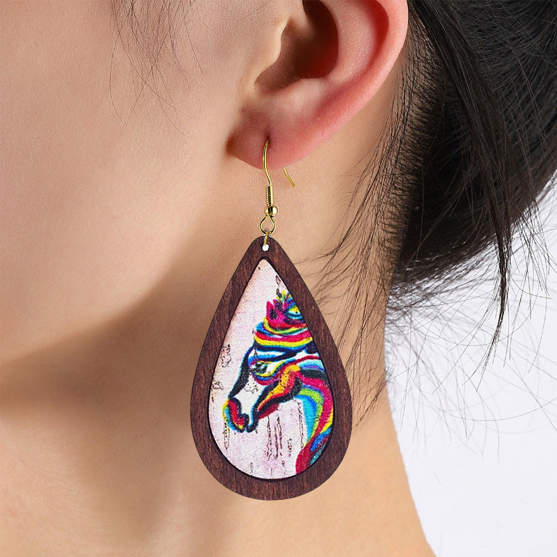 Waterdrop Wood Frame Earrings