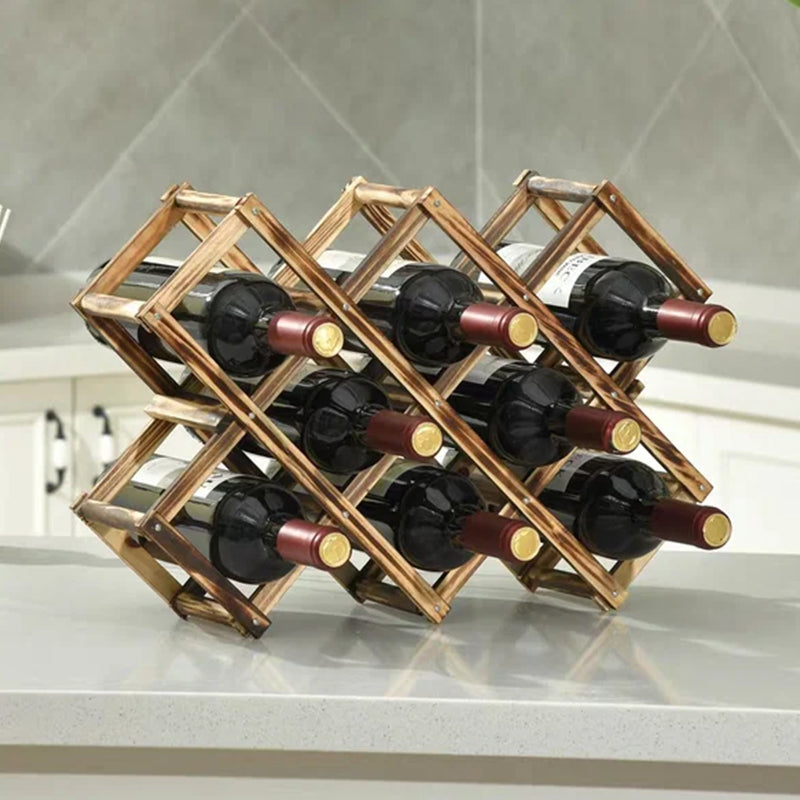 Foldable Free Standing Wooden Wine Rack