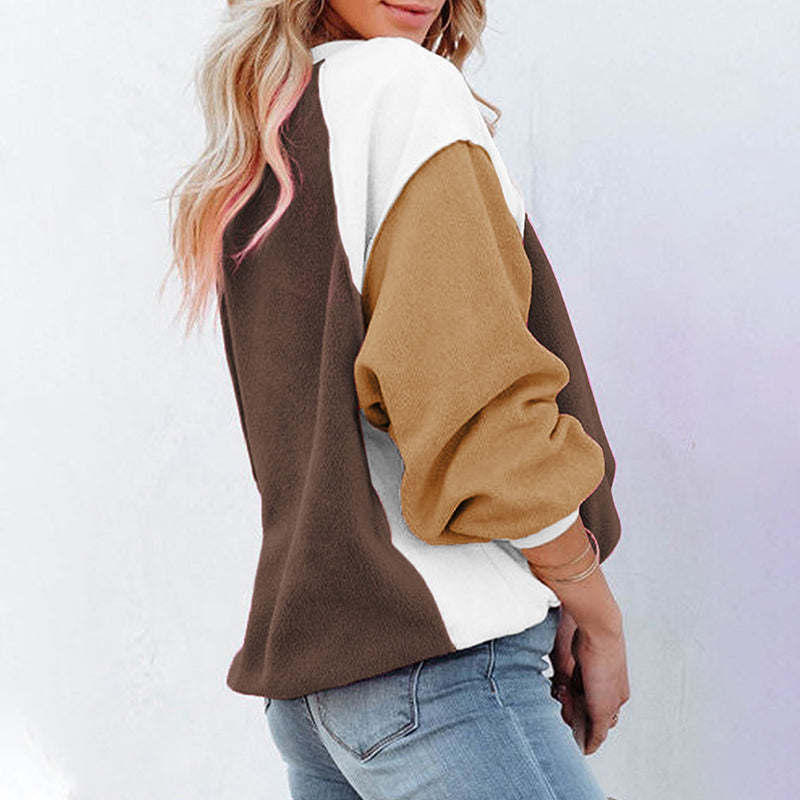 Plush Contrast Pullover Top