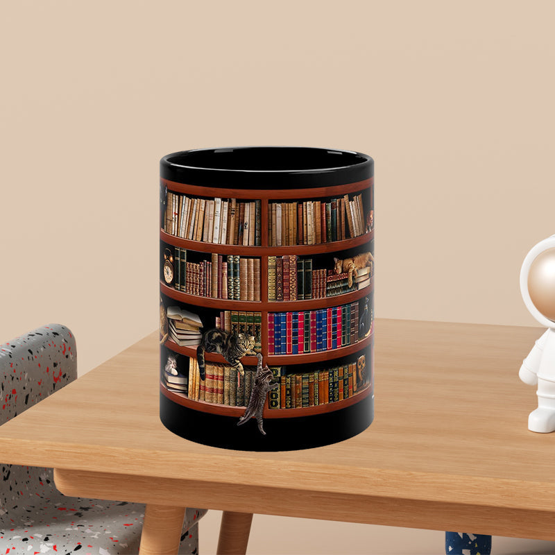 Bookshelf Mug with Cat