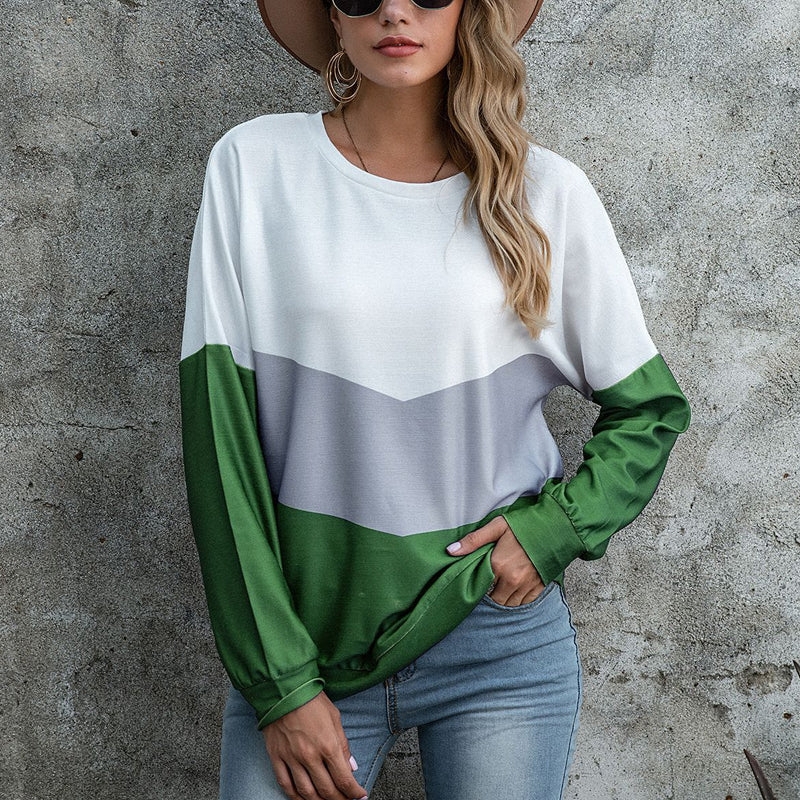 Panel Print Tricolor Long Sleeve T-Shirt