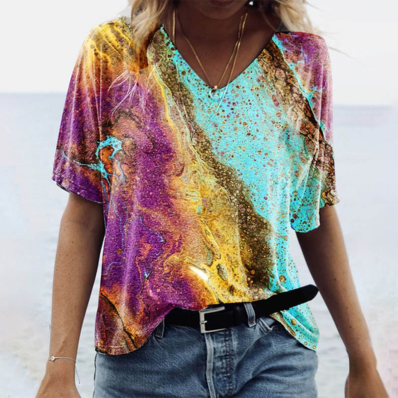 Marbled V-neck T-shirt