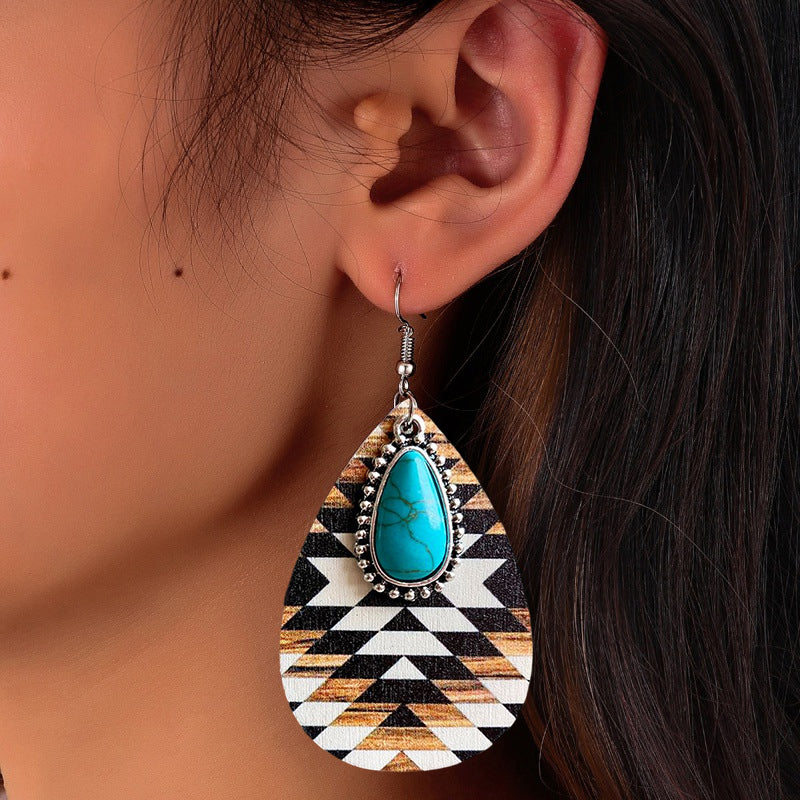 Bohemian Aztec Pattern Turquoise Earrings