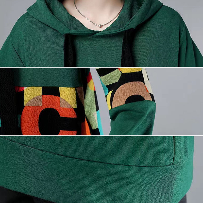 Printed Hooded Long Sleeve Sweatshirt