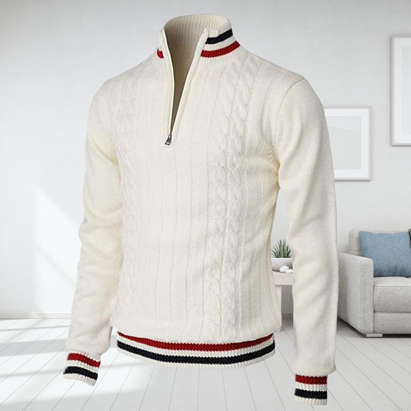 Color Block Turtleneck With Zip Closure