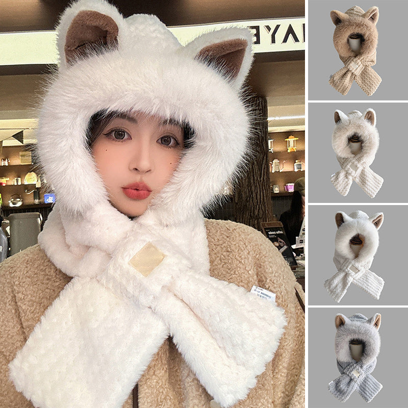 Cute Fox Ears 2-in-1 Hat and Scarf