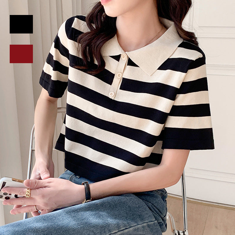 Front Shoulder Polo Neck T-shirt
