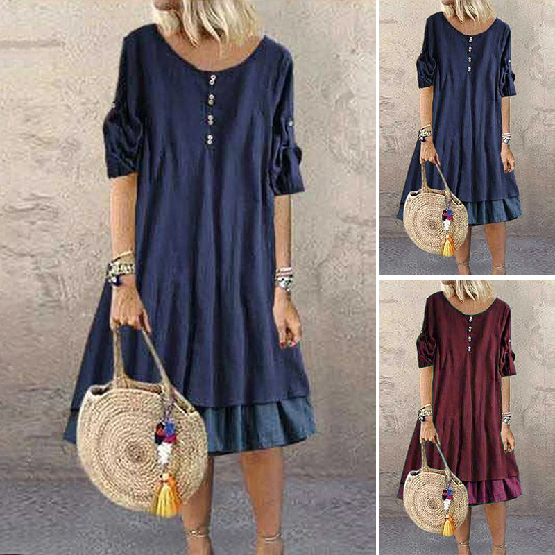 Button Panel Swing Dress