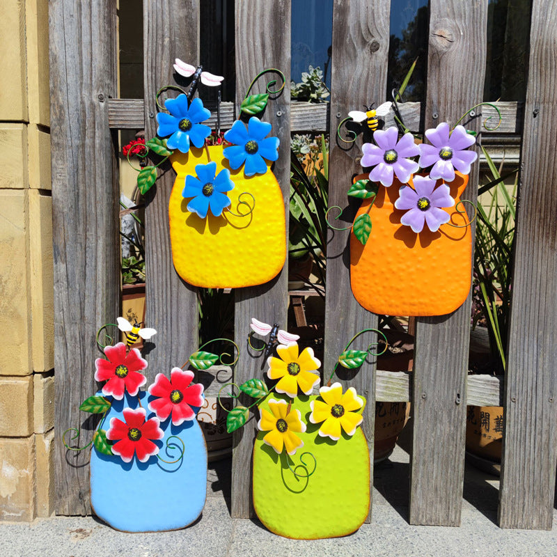 Hand-Painted Wrought Iron Vase
