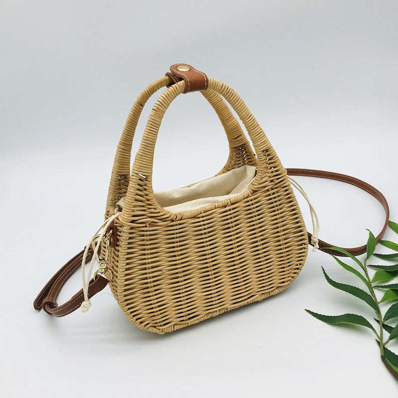RATTAN STRAW MINI CROSSBODY BAG