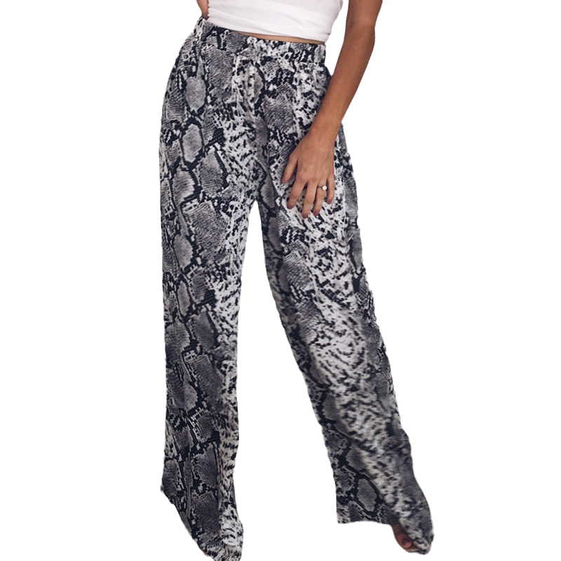 High Waist Leopard Print Wide Leg Pants