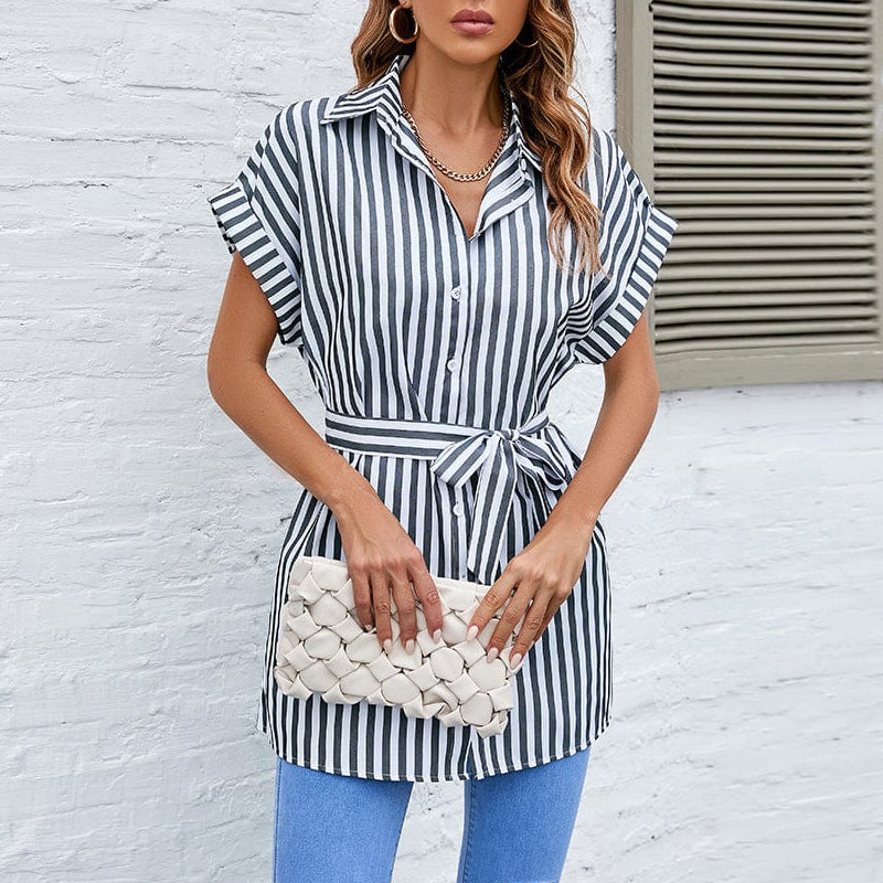 Women's Summer Striped Short Sleeve T Shirt Dress